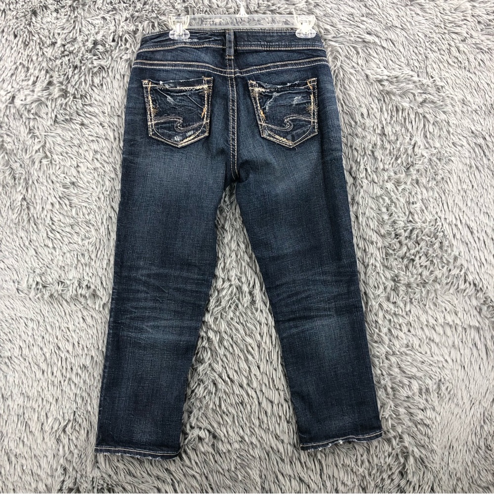 Silver Jeans Womens Size 27 Elyse Capri Denim Distressed